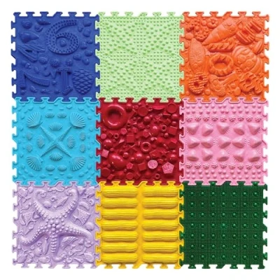 Afbeelding van ORTO NATURE Massagepuzzel Vloermatten Orthopedische Spelmat voor Kinderen, Zintuiglijk spel, Interlocking Vloertegels, Kinderspeelmatten, Spelmatset (regenboogmelodie)