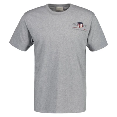 Afbeelding van GANT Embroidered Archive Shield Tshirt print, Heren, Maat: 3XL, Grey melange