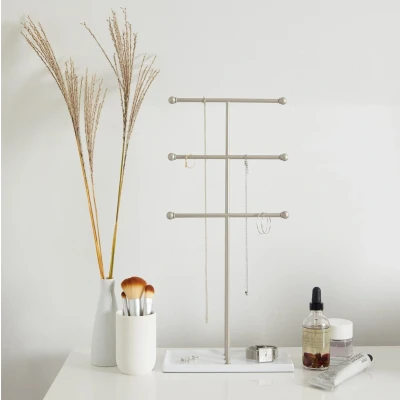 Afbeelding van Sieradenrek Umbra Trigem 23 x 10 48 cm Wit en Metallic Nikkel