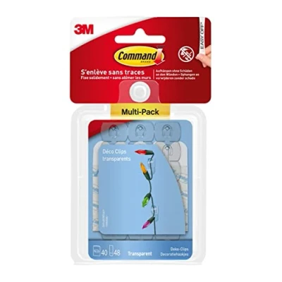 Afbeelding van Command Decoratieve clips, transparant, voordeelverpakking met 40 minihaken en 48 kleine plakstrips, decoreren zonder gaten boren