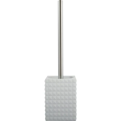 Afbeelding van MSV Toiletborstel houder Kubik kunststeen wit/zilver 37 cm Toiletborstels