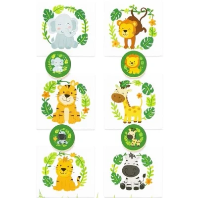Afbeelding van KAMACA Set van 6 magische handdoeken, katoenen handdoeken voor kinderen, cadeautje, cadeau idee kinderverjaardag, cadeau, reizen (6 delige set, safari)