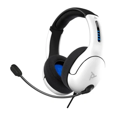 Afbeelding van PDP Gaming LVL50 bekabeld Headset met Mic for Playstation, PS4, PS5 PC, iPad, Mac, Compatible Noise Cancelling microfoon, Lichtgewicht, Soft Comfort Over Ear Headphones wit