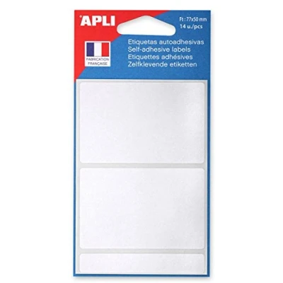 Afbeelding van Agipa witte etiketten in etui ft 50 x 77 mm (b h), 14 stuks, 2 per blad