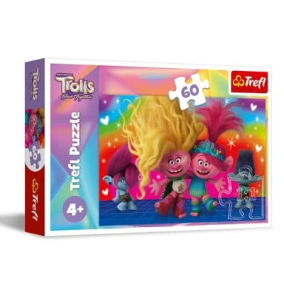 Afbeelding van Trefl Trolls Band Together, Trollenvrienden Puzzel met 60 Stukjes Kleurrijke de helden uit cartoon, Creatieve Ontspanning, Plezier voor Kinderen vanaf 4 jaar