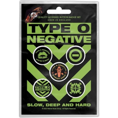 Afbeelding van Type O Negative Slow, Deep &amp; Hard Badge/button Set van 5 Multicolours