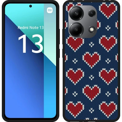 Afbeelding van Cazy Hoesje Zwart geschikt voor Xiaomi Redmi Note 13 4G Gebreide Hartjes