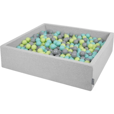 Afbeelding van KiddyMoon Schuim Ballenbak Voor Kinderen Met Ballen Ø 7 Cm Gemaakt In EU, Lichtgris:Licht Groene Licht Turkoois Grijs,120X30cm/600