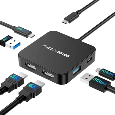 Afbeelding van USB C hub, multi poort hub met HDMI 4K, Power Delivery 100W 3 poorten 3.0 1 Port Type splitter adapter voor MacBook, Mac Mini, laptop en apparaat (2 HDMI)