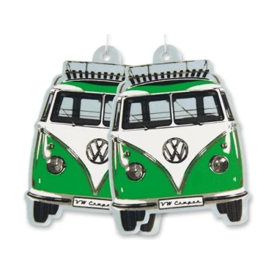 Afbeelding van BRISA VW Collection Volkswagen Luchtverfrisser geurdispenser voor de auto in T1 bus motief, dubbelpak (bus front/groene appel/groen)