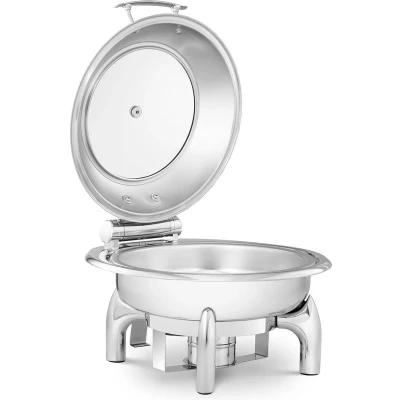 Afbeelding van Royal Catering Chafing dish rond met kijkvenster 5.5 L 1 brandstofcel
