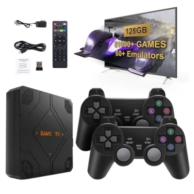 Afbeelding van Retro Games Console, V5 128 GB 51000+ Klassieke Console voor TV, 4K Output USB Plug &amp; Play TV met Dual Draadloze Controllers, Uitbreiding 60 Simulator Game Stick