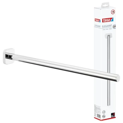 Afbeelding van tesa® Elegaant handdoekhouder, zelfklevend, verchroomd, uniek design, 400 mm x 50