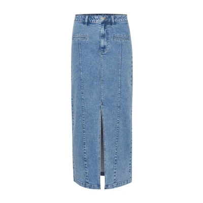 Afbeelding van Kaffe Maxirok, Dames, Maat: 34, Medium blue denim