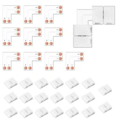 Afbeelding van VIPMOON 10 stuks led stripconnectoren 2 polig, L vormige ledstrip, snelkoppeling, hoekconnector voor 8 mm breed SMD 2835 &amp; 3528 RGB monochrome lichtbalk