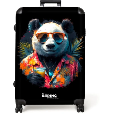 Afbeelding van NoBoringSuitcases.com® Koffer groot Reiskoffer lichtgewicht Panda als tropische straatkunst Rolkoffer met 4 wielen Grote trolley XL 98 liter bagage