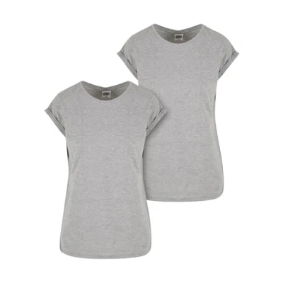 Afbeelding van Urban Classics Dames Ladies Extended Shoulder Tee 2 Pack T Shirt, Grijs, XS