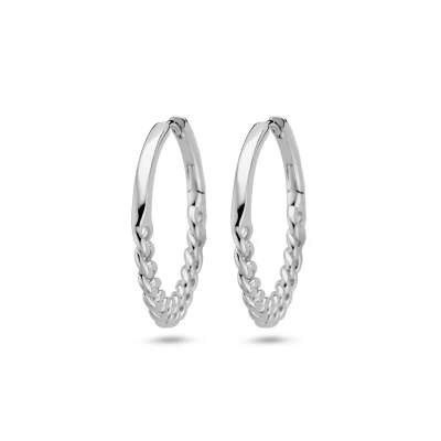 Afbeelding van Zilver Gerhodineerd Klapoorringen Schakelmotief 1337633
