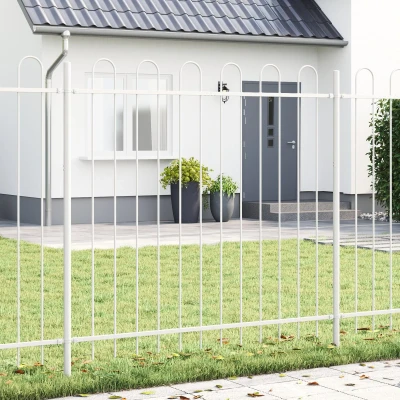 Afbeelding van vidaXL Tuinhek met Hoepel Top Wit 10,2x1,5 m Staal