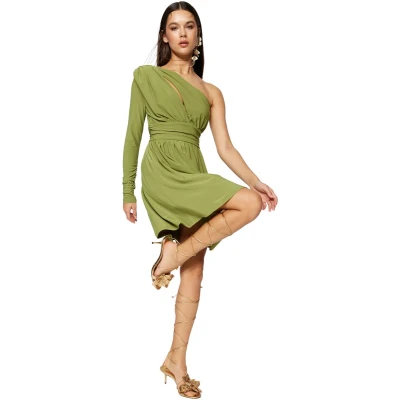Afbeelding van Trendyol Saks A Cut Venster/Uitgesneden Gedetailleerde Gebreide Korte Elegante Avondjurk Tprss23El00032