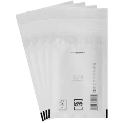 Afbeelding van LOGIC PACK 200 Zelfklevende Enveloppen met luchtkussenfolie A1 120 x 175 mm Wit, Verzendzakken Bubble, Luchtkussenzakken voor DIN A6