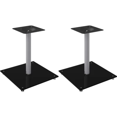 Afbeelding van vidaXL Luidsprekerstandaards 2 st 1 pijler gehard glas zwart en zilver