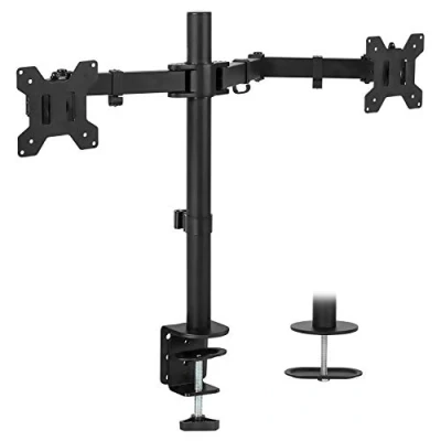 Afbeelding van Mount It! Dubbele monitorhouder Twee volledig verstelbare armen voor zware werkzaamheden, geschikt 2 computerschermen van 43,2 cm, 49,2 20 inch, 21, 22, 24, 27 C klem en oogbasis
