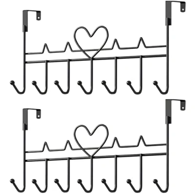 Afbeelding van WBDXWB Over de deurhaak, overdeurhanger voor jas, handdoek, tas, badjas (2 stuks, zwart)