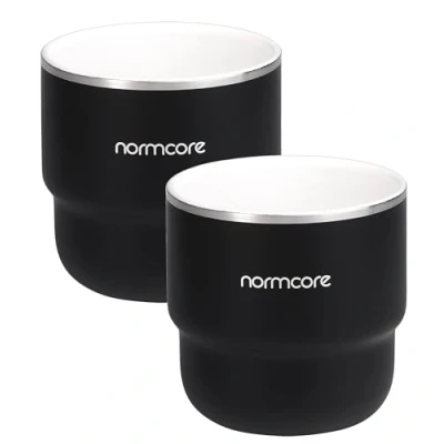 Afbeelding van Normcore Espresso Koffiekopjes, 198 ml Koffiekop met Keramische Coating, Dubbelwandige RVS Koffiemokken, 2 Pack, 210 ml, Zwart