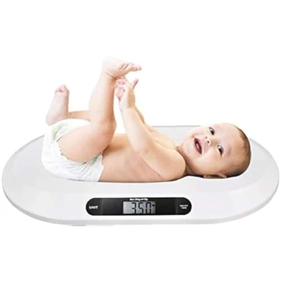 Afbeelding van BAKAJI Elektronische weegschaal voor kinderen en baby&#039;s met digitaal lcd display, pasgeborenen, 20 kg/44, automatische uitschakeling tara, kleur wit