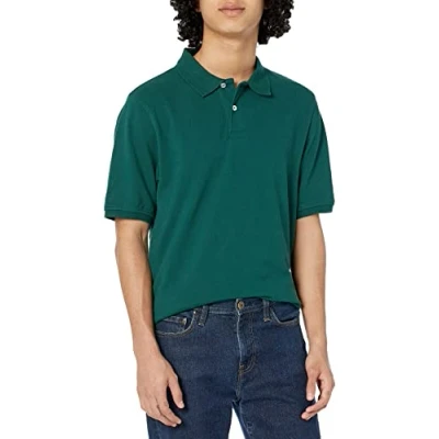 Afbeelding van Amazon Essentials Regular Fit katoenen piqué poloshirt voor heren (verkrijgbaar in groot en lang), donkergroen, X Small
