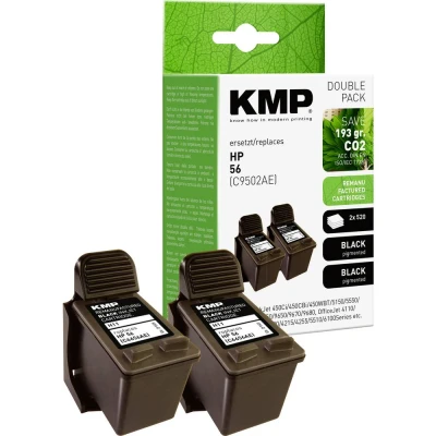 Afbeelding van KMP Inktcartridge vervangt HP 56, C6656AE Compatibel 2 pack Zwart H11D 0995,4021