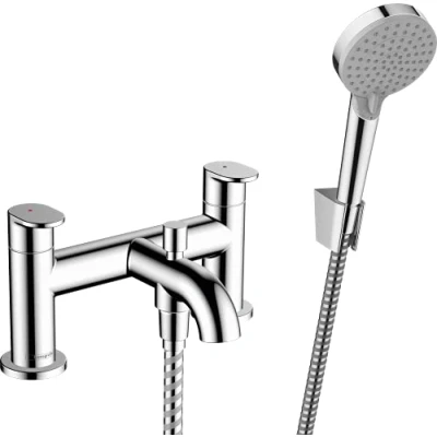 Afbeelding van hansgrohe vernis 2 gats badrand bad douche mengkraan chroom 71461000