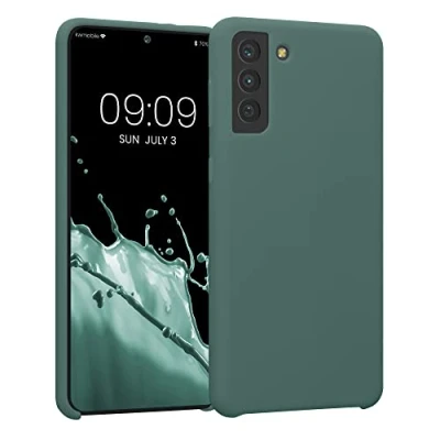 Afbeelding van kwmobile telefoonhoesje geschikt voor Samsung Galaxy S21 Plus Hoesje met siliconen coating Smartphone case in mosgroen