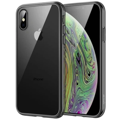 Afbeelding van JETech Hoesje voor iPhone Xs Max 6,5 Inch, Schokabsorberende Transparante Bumper Case, Anti Krasvrije Doorzichtig Achterkant (Zwart)