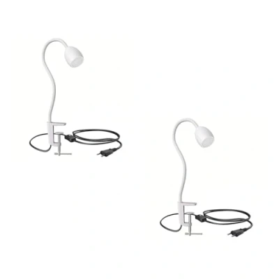 Afbeelding van ledscom.de 2 GU10 klemlicht KLUK met zwanenhals, wit incl. GU10, warm wit, 6.826W 630lm