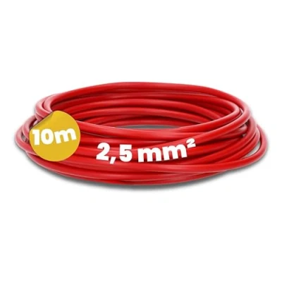 Afbeelding van Kalitec 10 meter H07V K 2,5 mm² rode bedradingskabel I flexibele kabel PVC enkele ader draad mm2 bedrading fijndradig eendraads schakeldraad