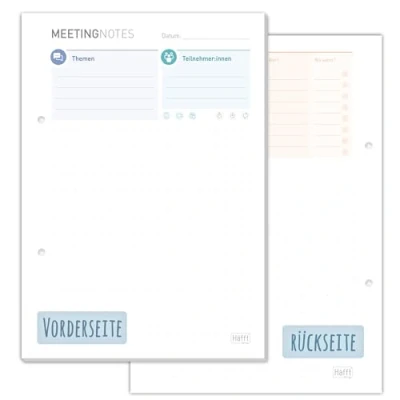 Afbeelding van Häfft Meeting Notes Blok A5 met 50 vellen &amp; perforaties voor vergaderingen en projecten klimaatneutraal duurzaam