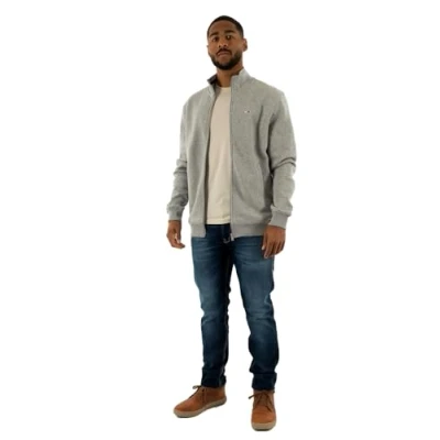 Afbeelding van Tommy Jeans Heren TJM REG FLEECE Zip THRU EXT DM0DM20340 Through Sweatshirt, Grijs (Grijs Htr), L, L