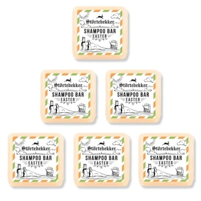 Afbeelding van Störtebekker® Premium shampoo Bar Paas editie bergamot (6x) vaste heren en dames 3 in 1 douchezeep mannen voor haar, gezicht lichaam vochtshampoo veganistisch, handgemaakt 6 x 100