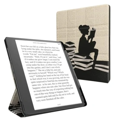 Afbeelding van kwmobile E readerhoesje voor Amazon Kindle Scribe (2022/2024) cover reader Hoes met standaard Van Kunstleer in zwart / beige