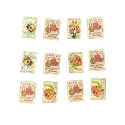 Afbeelding van Melody Jane Poppenhuis bloem zaad pakketten miniatuur tuin winkel kas accessoire 1:12