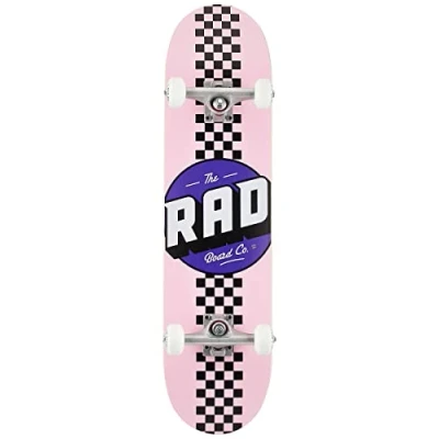 Afbeelding van RAD Checker Stripe Progressive Compleet Skateboard Pink/Black 7.75