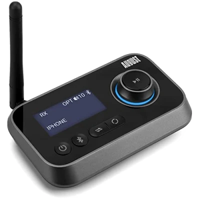 Afbeelding van Bluetooth 5.0 audiozender, ontvanger, 2 in 1 voor tv, pc, hoofdtelefoon, hifi luidspreker, August MR280 adapter met bypass low latency multipoint volumeregeling, optische RCA 3,5 Aux, USB C