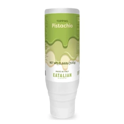Afbeelding van EATALIAN by AMZ BETTER Topping met pistachesmaak, zoete proteïnecrème in 300 gr squeezer, gemaakt Italië, pistachesaus Ideaal voor het garneren van ijs, snoep en desserts