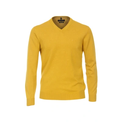 Afbeelding van Casa Moda Pullover V Hals Geel maat 4XL Heren met Regular fit Pasvorm Katoen Suitable Herenkleding