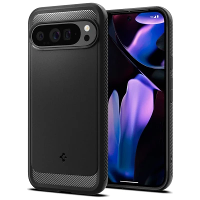 Afbeelding van Spigen Rugged Armor Hoesje Geschikt voor Google Pixel 9 Pro XL Back Cover met Air Cushion Carbon Matte Zwart