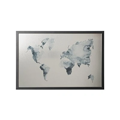 Afbeelding van Bi Office Discover Ink World Map Magnetisch Memobord, Zilverkleurig Bordoppervlak, Zwarte Omlijsting 16mm, Afmeting 600x400 mm
