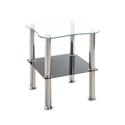 Afbeelding van HAKU Möbel Bijzettafel Roestvrij staal, zwart, veiligheidsglas Maat: B 40 cm x H 47 D cm, Stijl: Modern