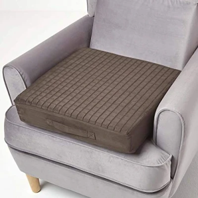 Afbeelding van Homescapes Orthopedisch zitkussen 50 x 10 cm velours fauteuilkussen bruin